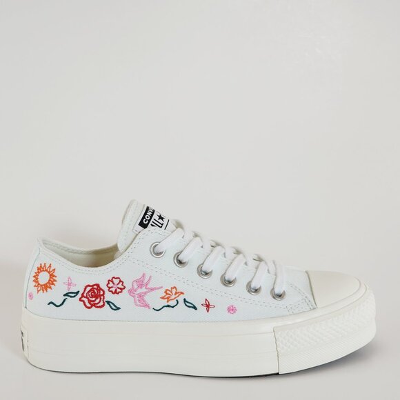 Converse CTAS Lift Ox Summer Embroidery Canvas Platform Sneakers A10822C NWT - Picture 2 of 6